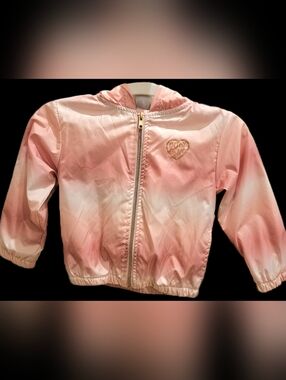 Body Glove Girls' Pink Ombre Hooded Bomber Jacket with Heart Emblem